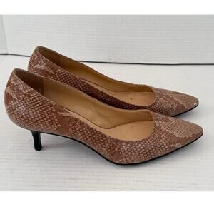 Women's Cole Haan Tan Reptile Texture Pump Kitten Heel Shoe Size 10